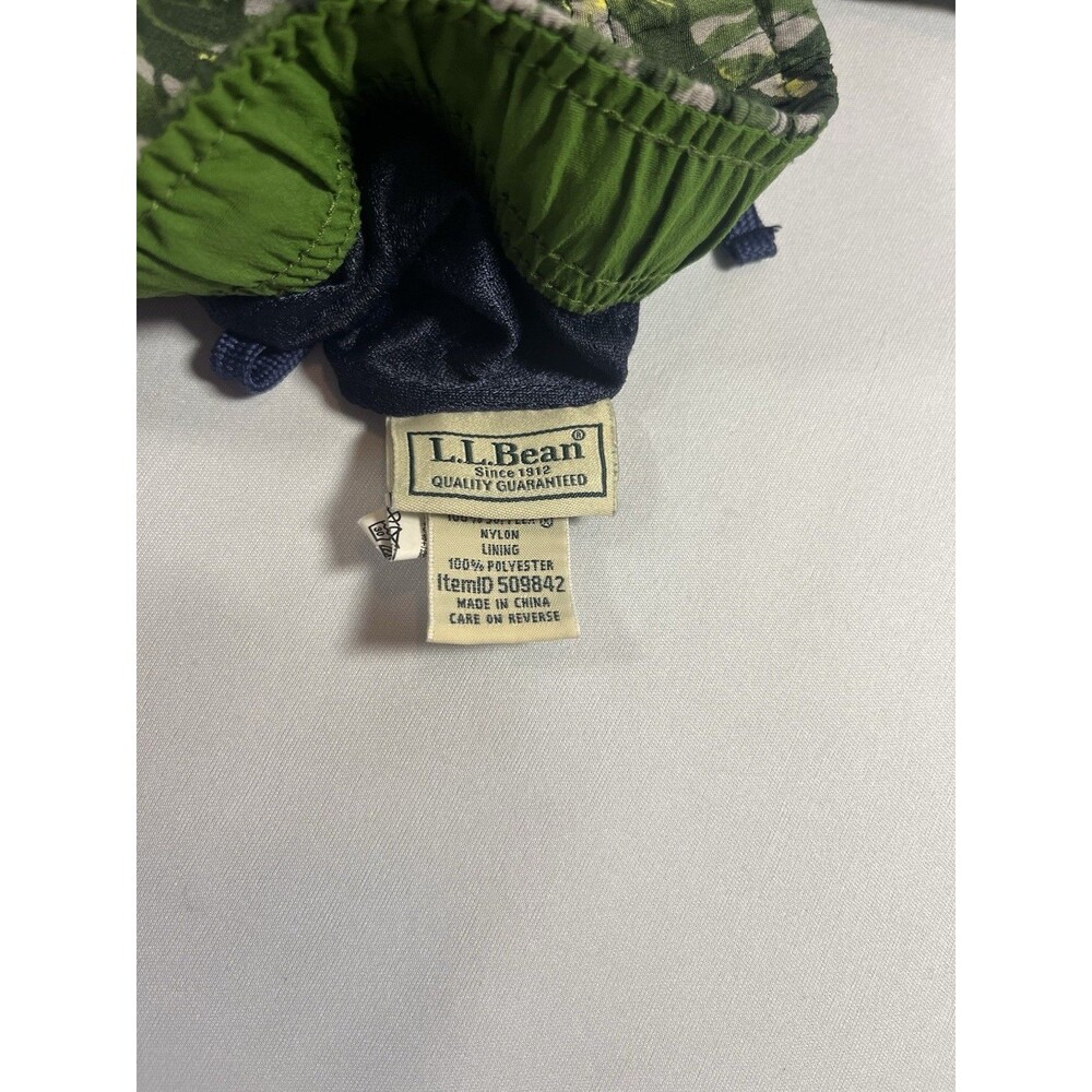 L.L.Bean Men’s Swim Trunks Size L Green Camo Leaf Print Mesh Lined Drawstring - Picture 12 of 16